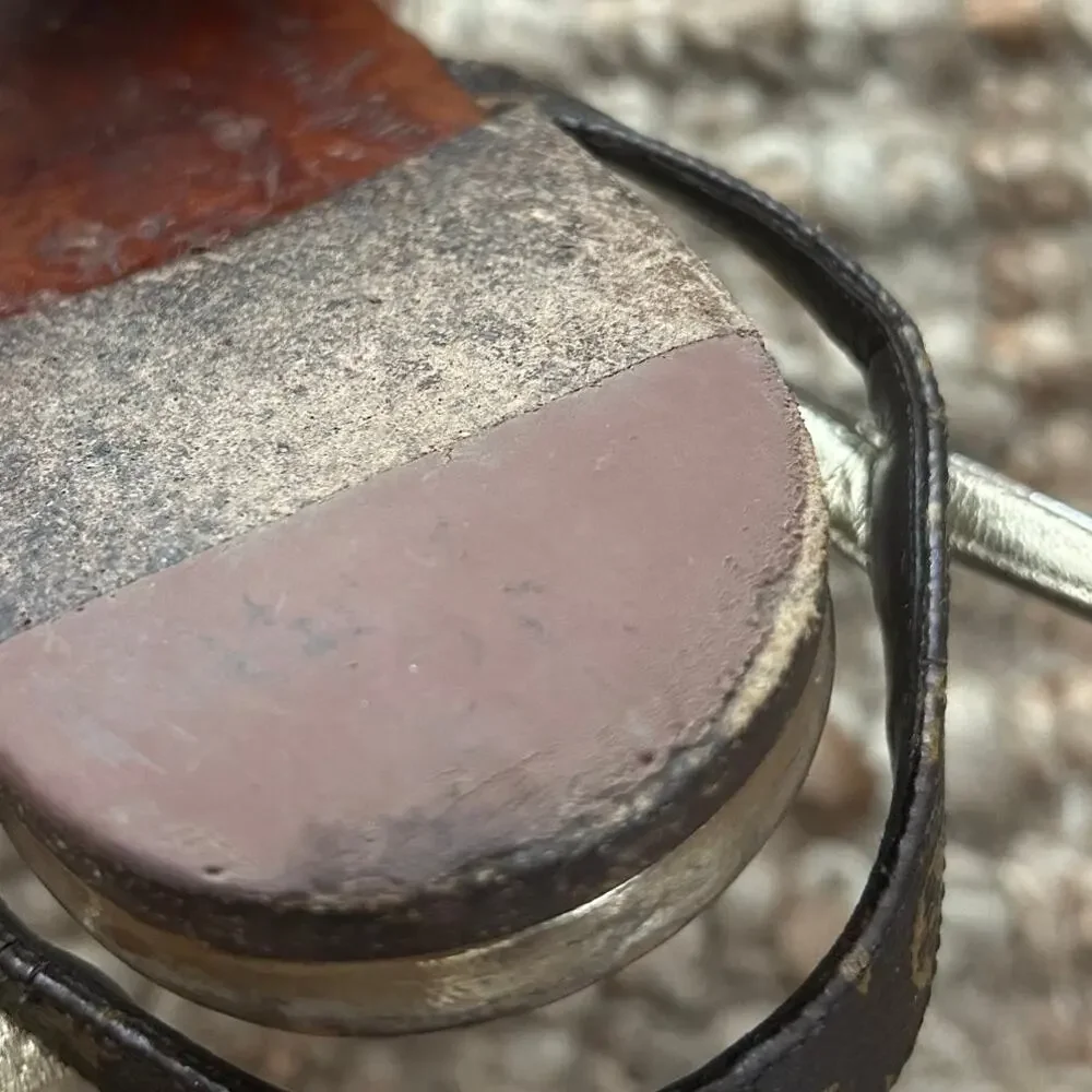 Louis Vuitton Sandals 41/US11 Brown Gold Monogram Strappy READ Repair Project - Picture 13 of 16